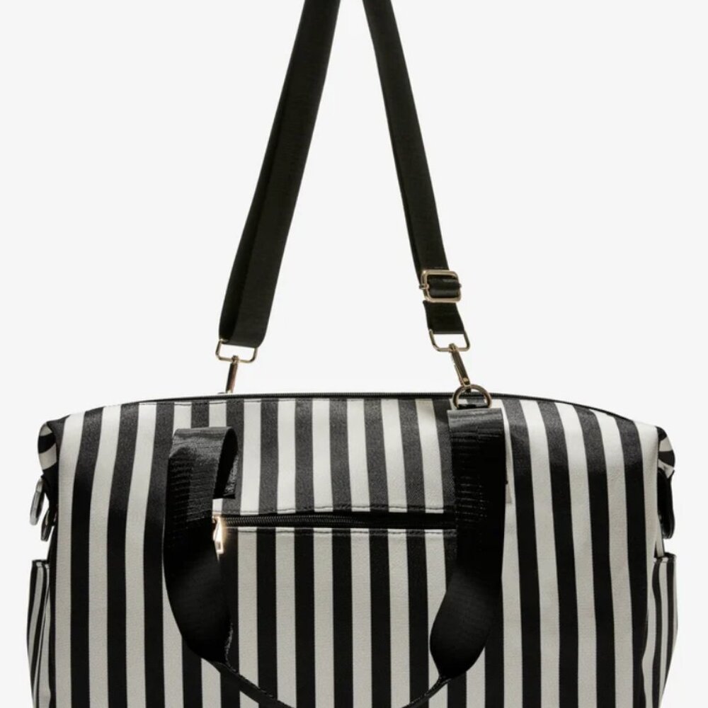 Alice+Olivia DUFFLE BAG - Positano Stripe Black - NWT